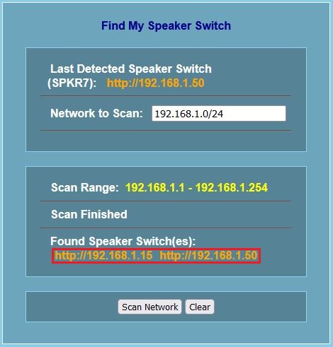 Find Two Speaker Switches by Scanning