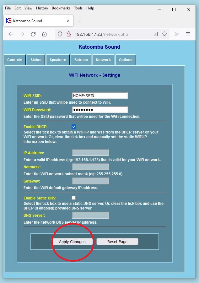 Network Apply Changes