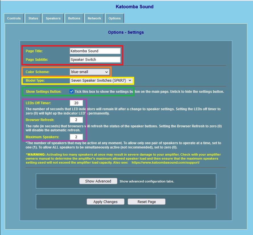Options Settings